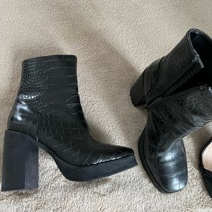 Princess Polly black croc bootie